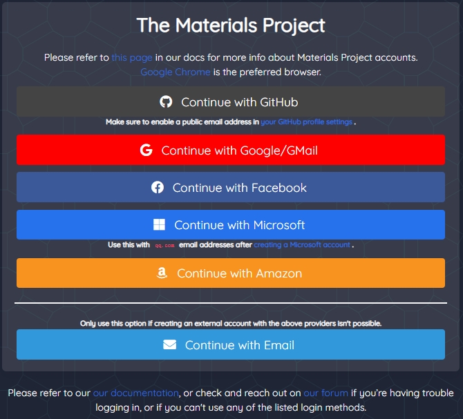 Materials Project_login